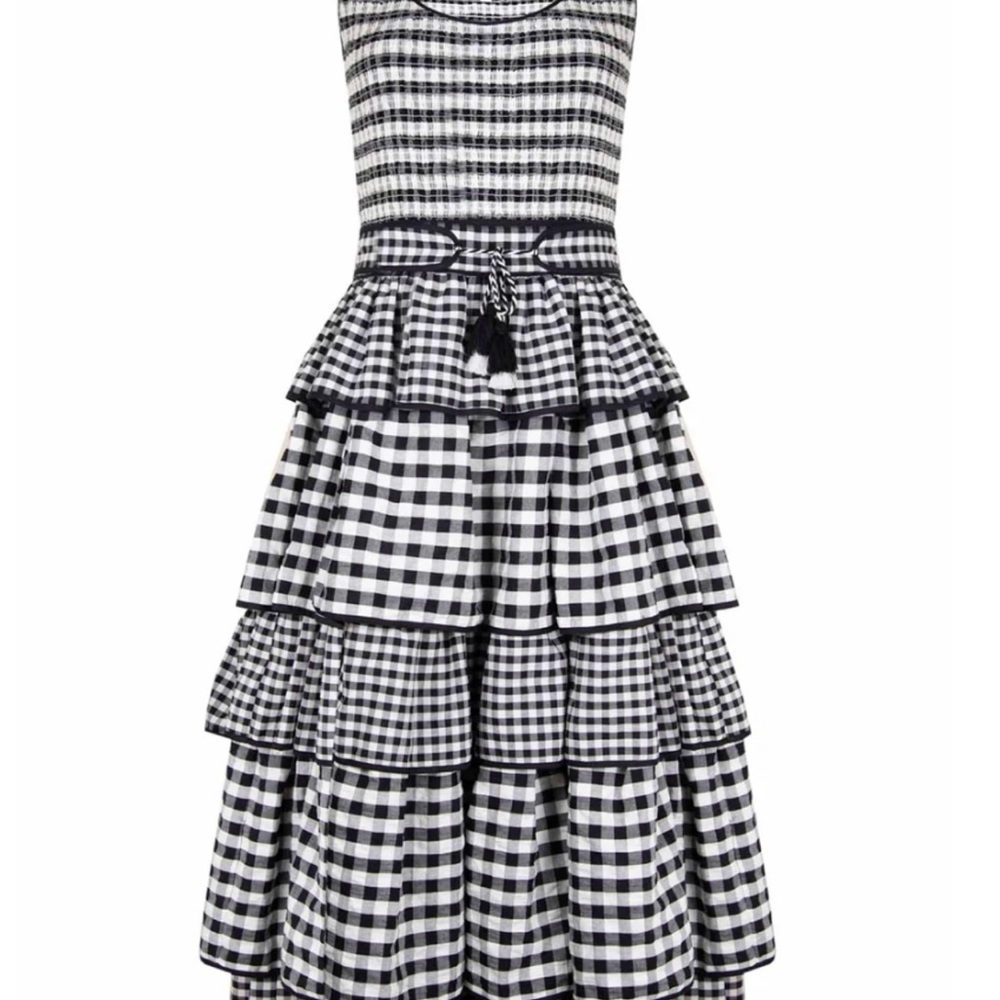 HUNTER BELL Black and White Checkered Maxi Dress